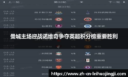 曼城主场迎战诺维奇争夺英超积分榜重要胜利